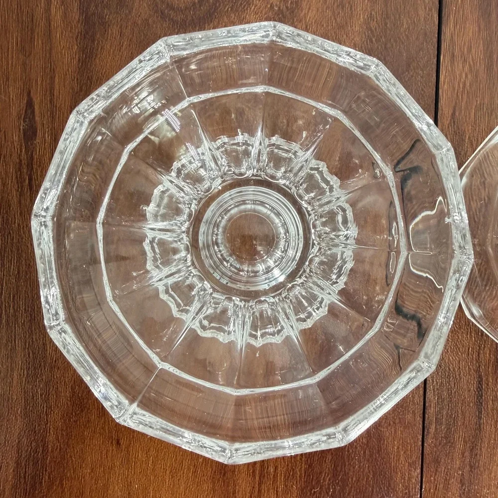 Crystal Candle Holders Pair Dual Taper & Pillar VTG 12-Sided Fluted Pedestal